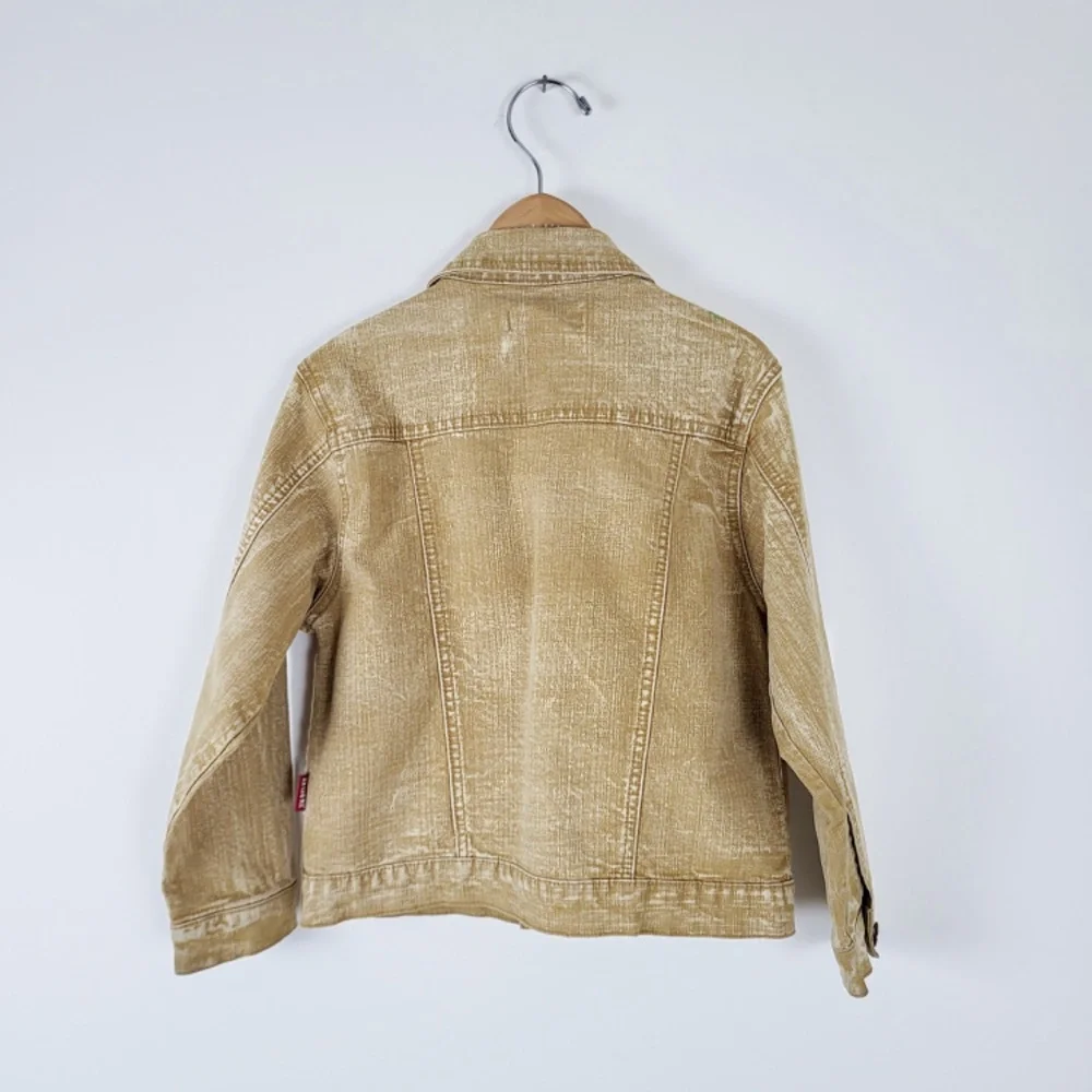 90’s Denim Jacket stone wash button down oversized tan coat jean - Picture 6 of 6
